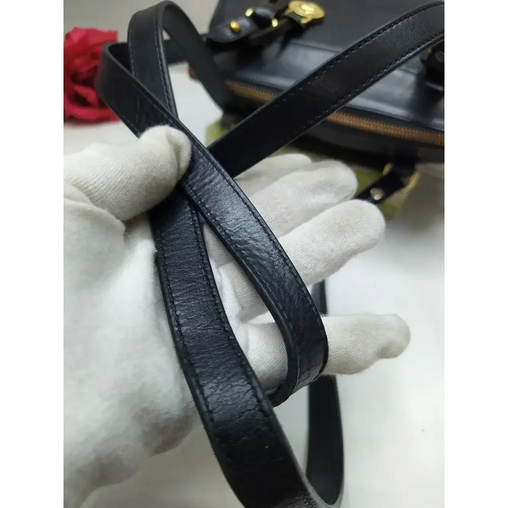 Dooney & Bourke Black Leather Double Handles Shoulder Bag - VTG Made in USA